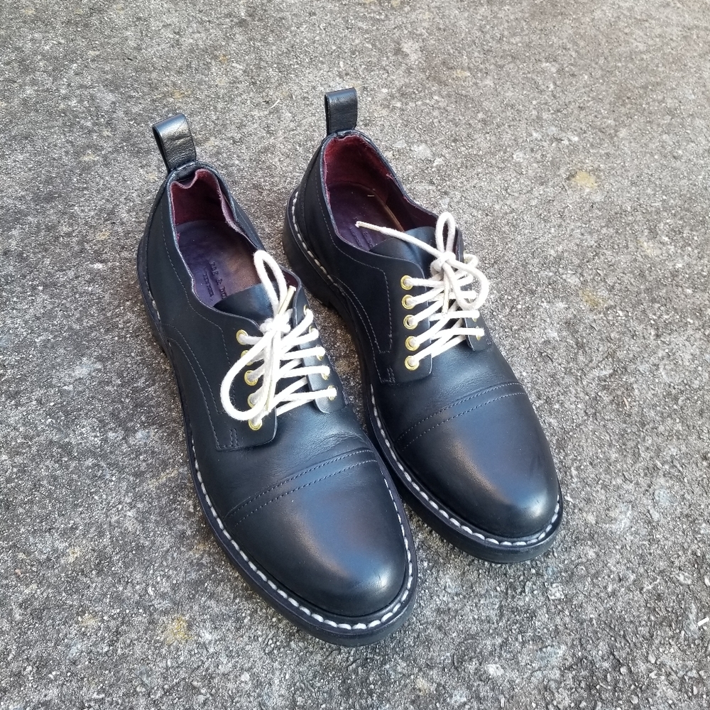 Rag & Bone Black leather Milo Oxfords size  38.5